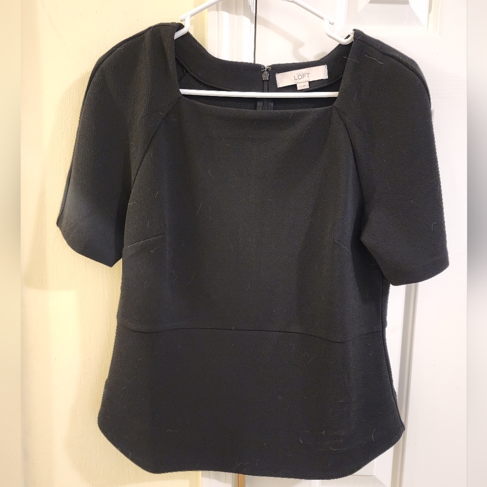 Ann Taylor Loft Stretchy Square Neck Peplum Style Top